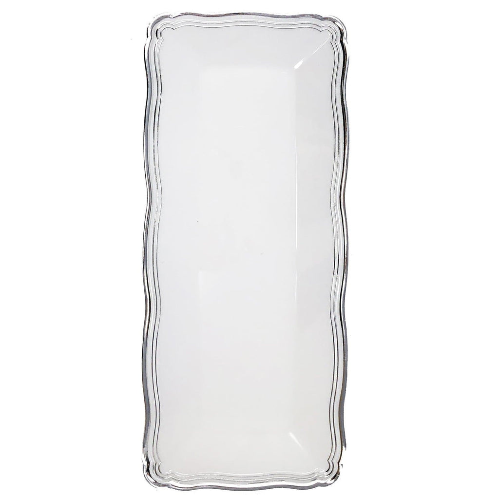 Aristocrat 13.75"x6" White & Silver Narrow Serving Trays Plastic 2 Pack
