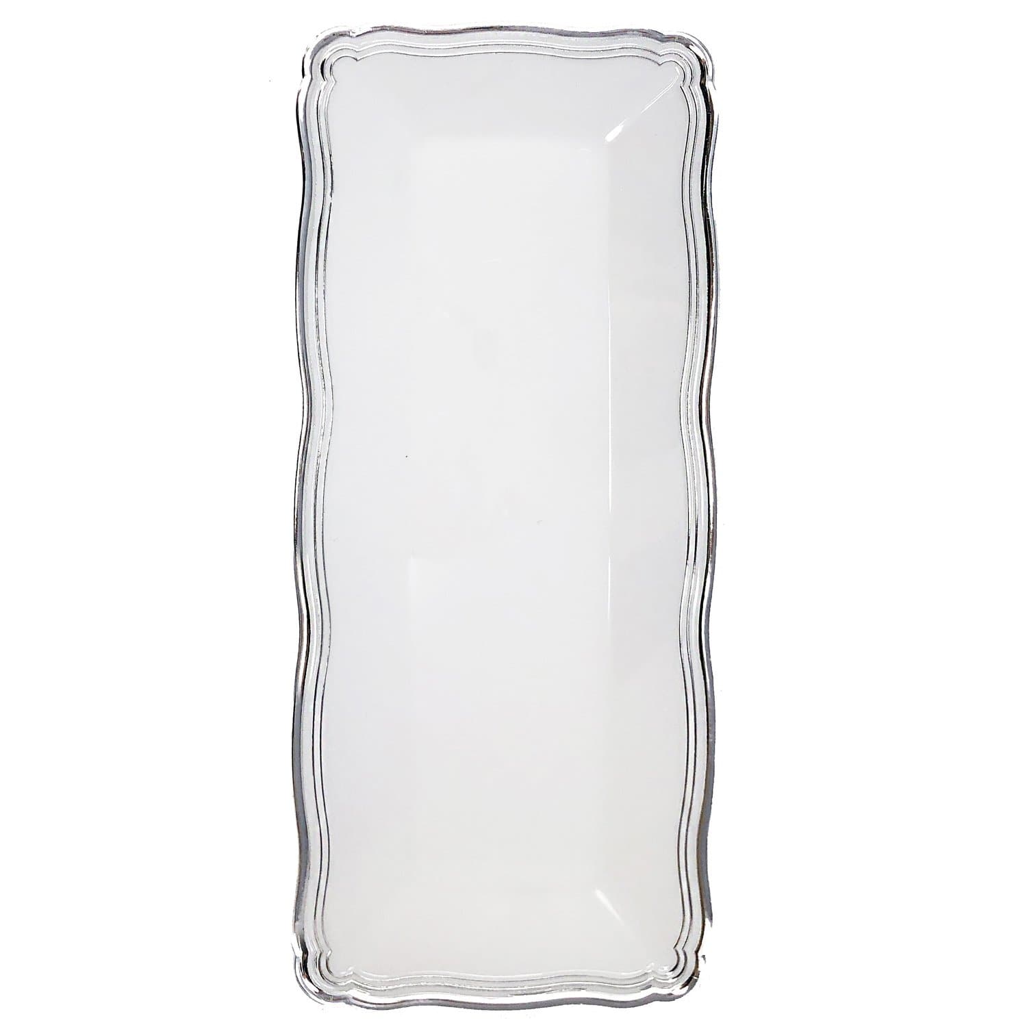 Aristocrat 13.75"x6" White & Silver Narrow Serving Trays Plastic 2 Pack
