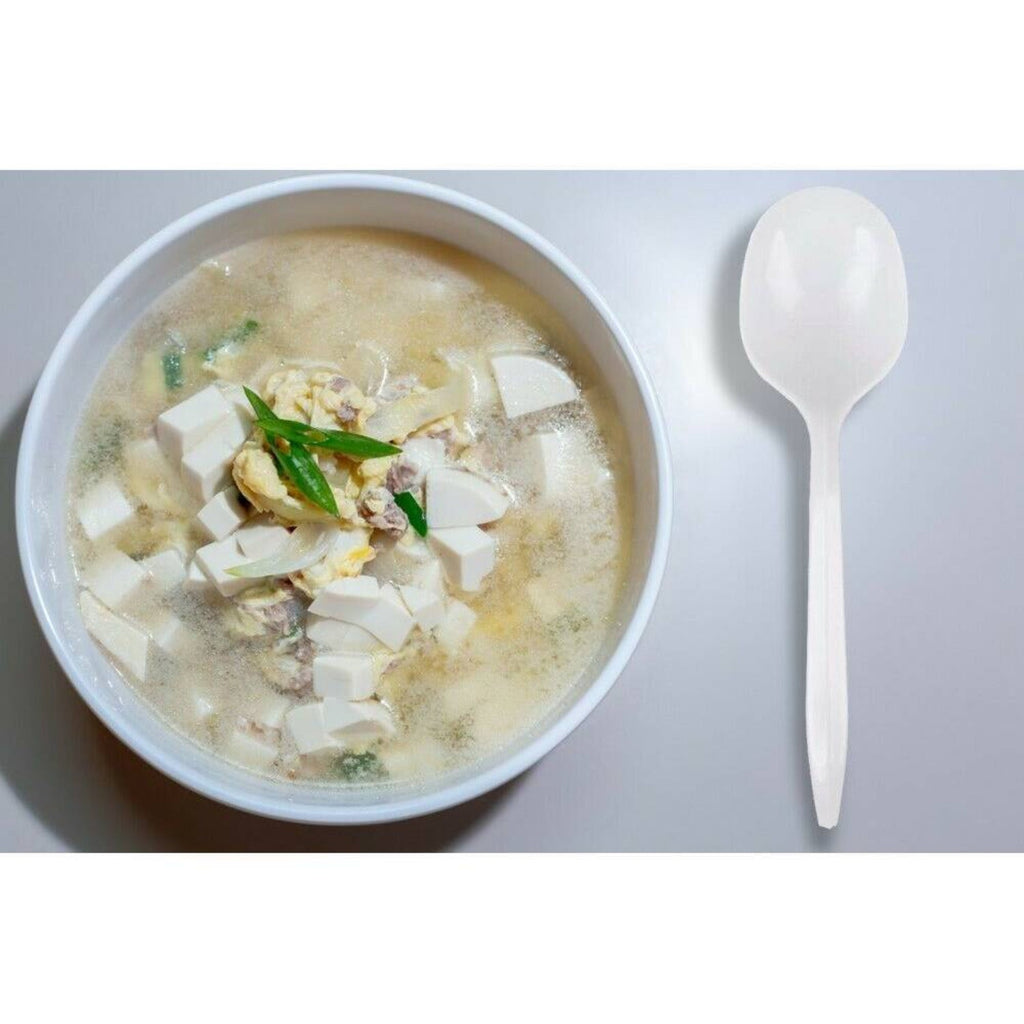 *BUY BULK* Soup Spoons Plastic White Medium Weight Disposable