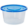 34oz Light Weight Plastic Containers With Lids Large Round Blue 3 Pack