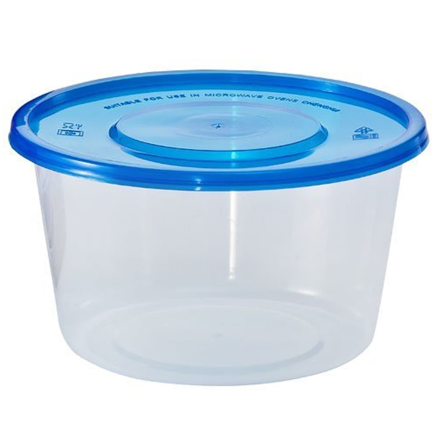 34oz Light Weight Plastic Containers With Lids Large Round Blue 3 Pack