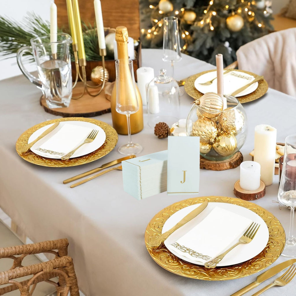 Letter J Gold Monogram Paper Dinner Napkins 14 Pack
