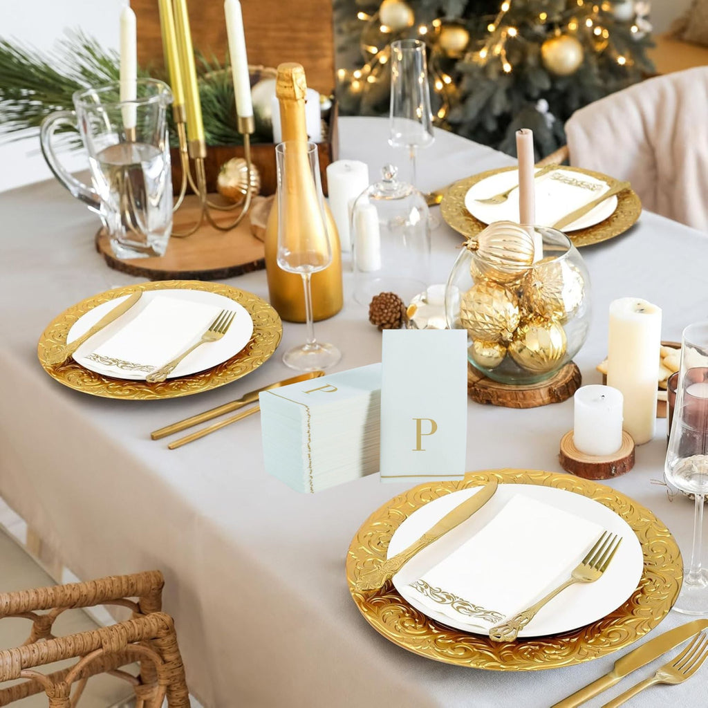 Letter P Gold Monogram Paper Dinner Napkins  14 Pack