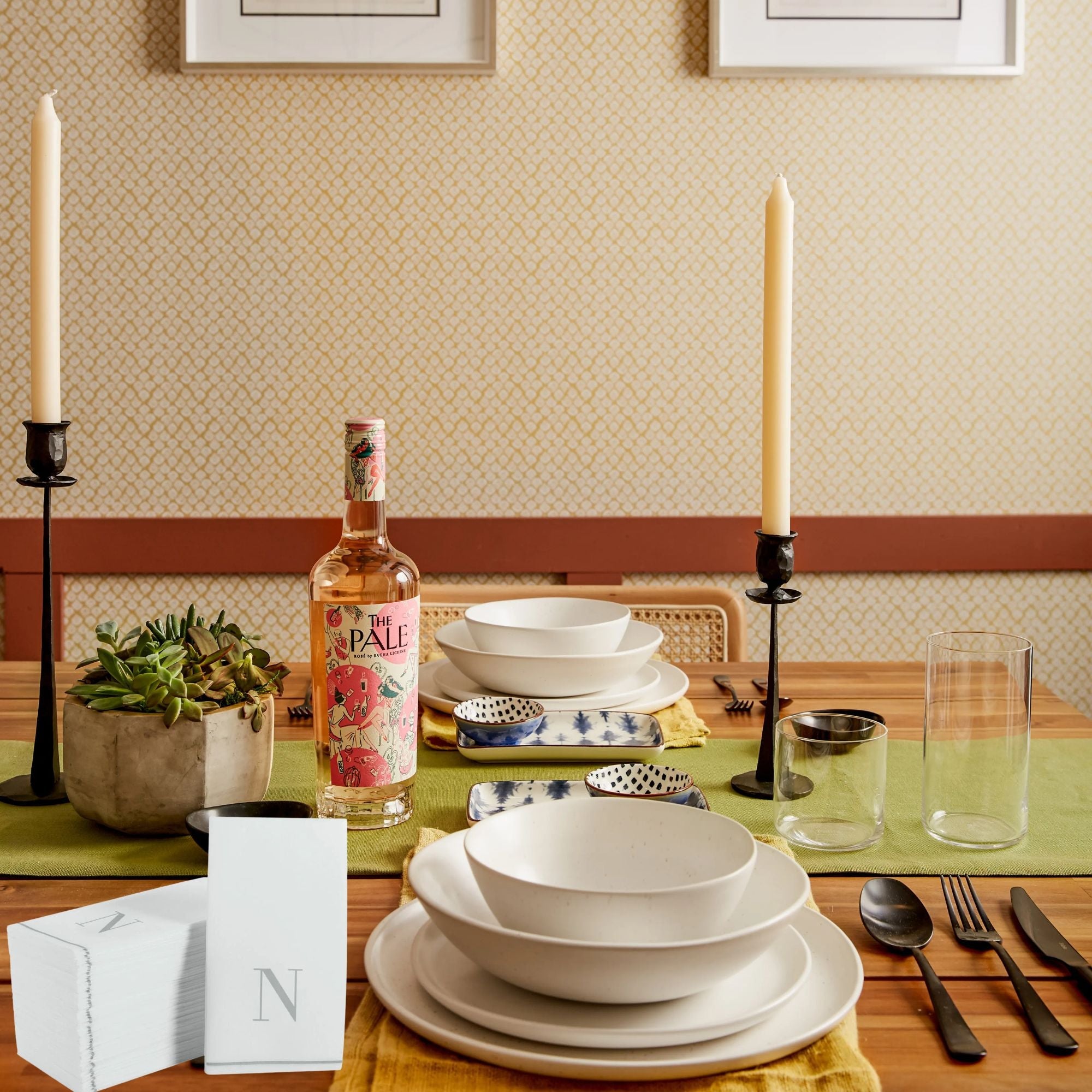 Letter N Silver Monogram Paper Dinner Napkins 14 Pack