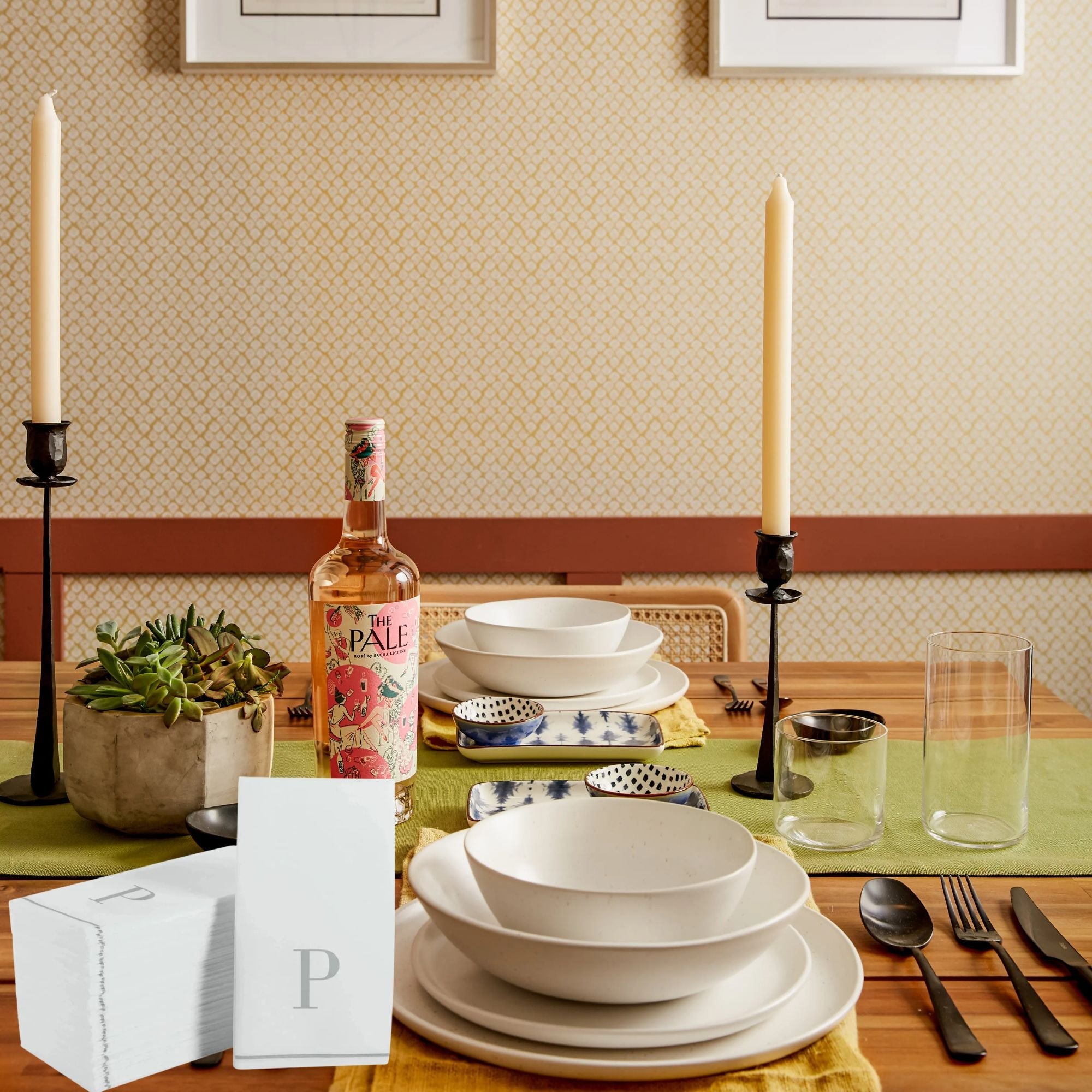 Letter P Silver Monogram Paper  Dinner Napkins  14 Pack