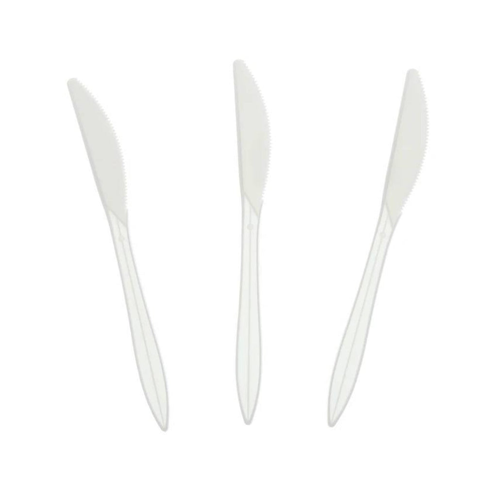 *WHOLESALE* Knives White Plastic Disposable Medium Weight 1000/Case