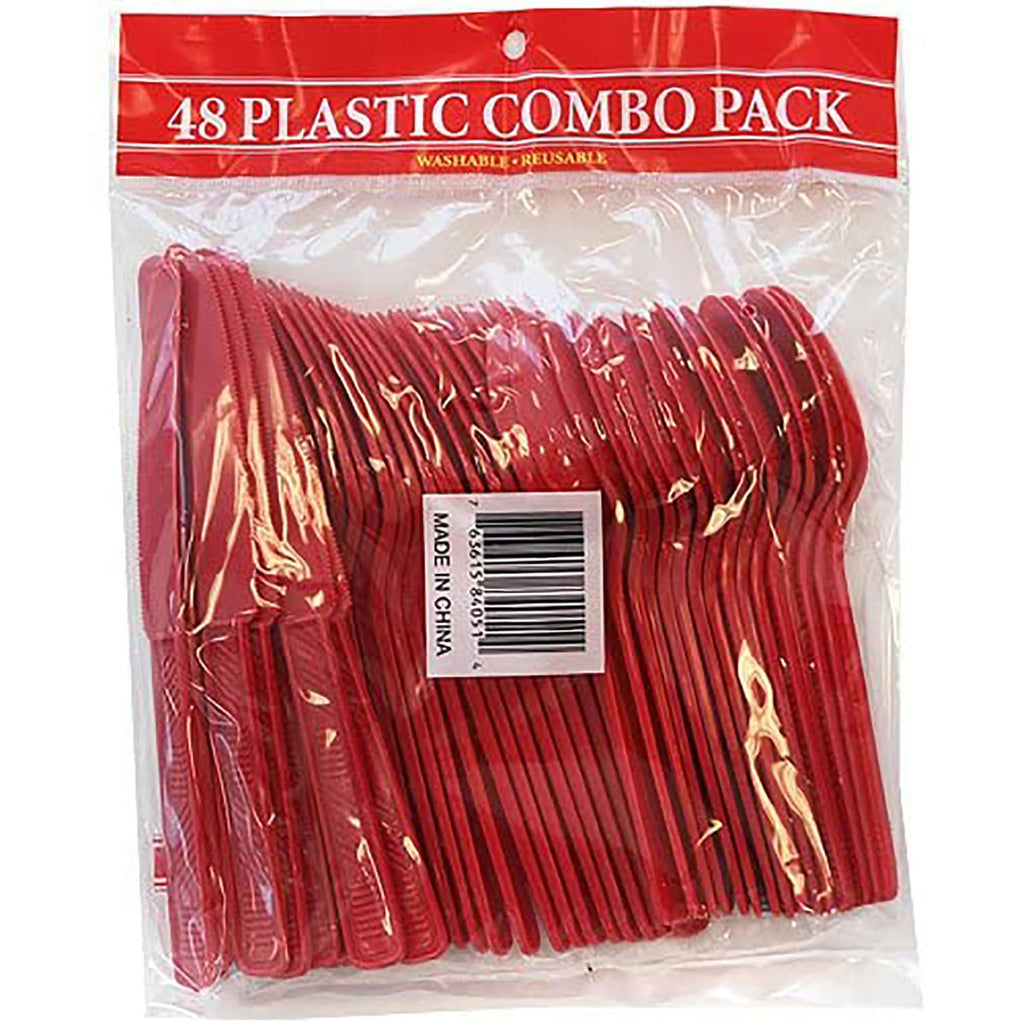 Red Combo Cutlery Plastic Disposable