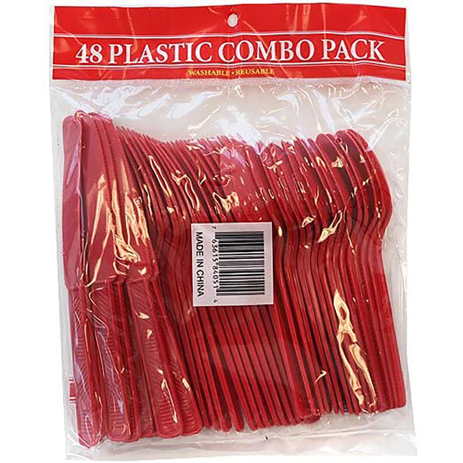 Red Combo Cutlery Plastic Disposable