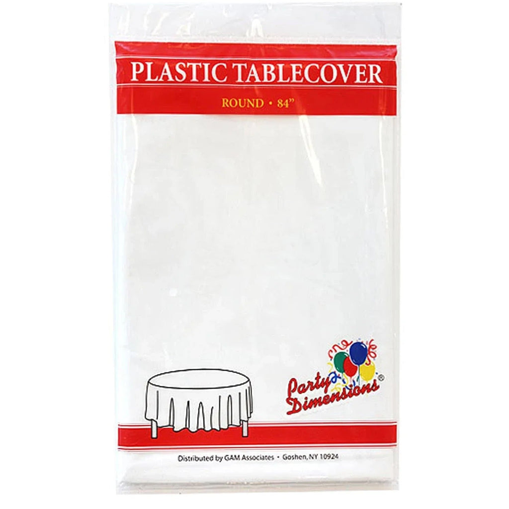 84'' White  Round TableCloth Plastic Disposable