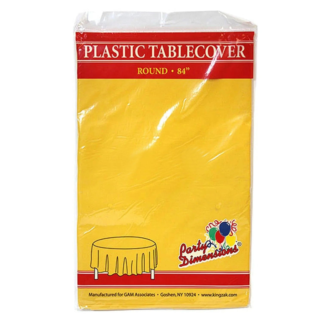 84'' Sunshine Yellow Round TableCloth Plastic Disposable
