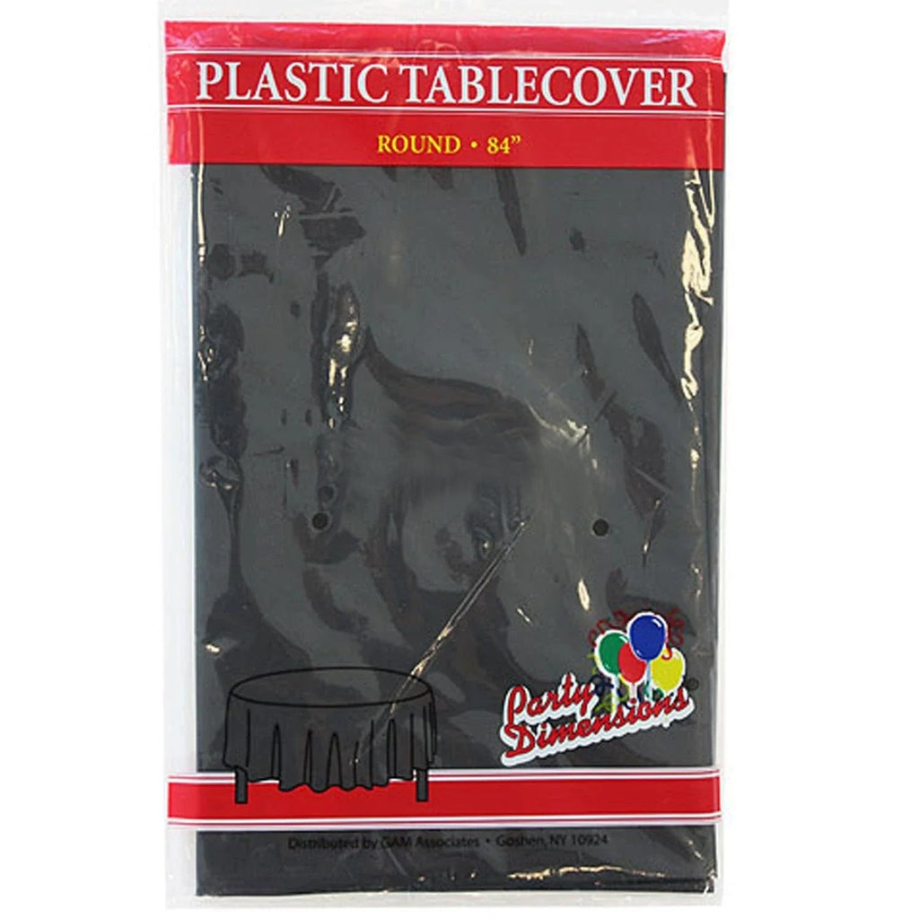 84'' Black Round TableCloth Plastic Disposable