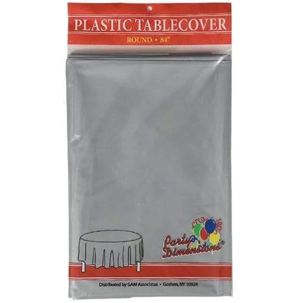 84''  Silver Round TableCloth Plastic Disposable