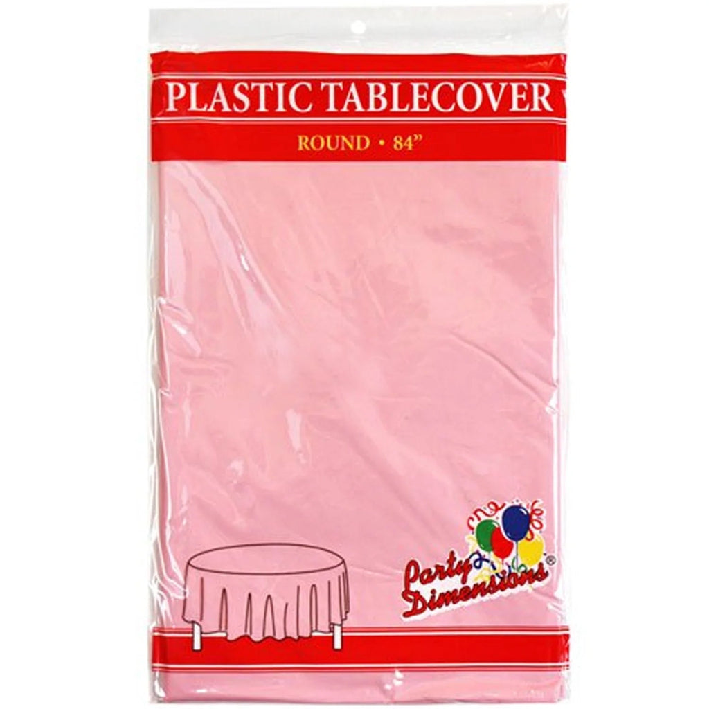 84'' Pink Round TableCloth Plastic Disposable