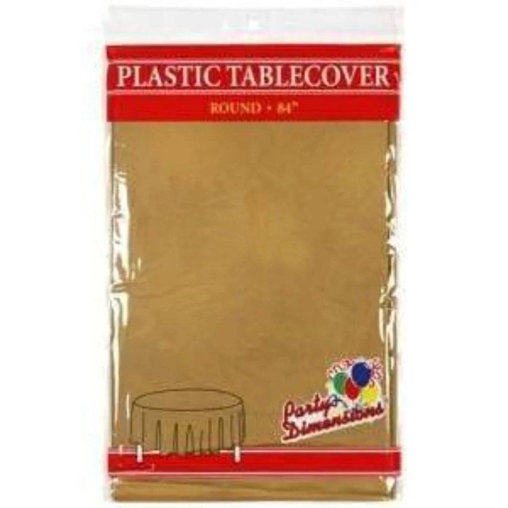 84'' Gold  Round TableCloth Plastic Disposable