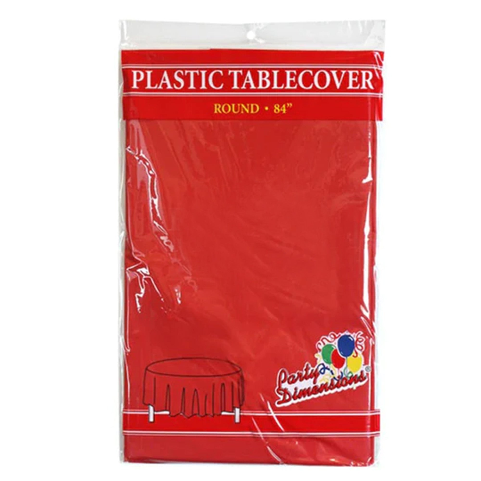 84'' Red Round TableCloth Plastic Disposable