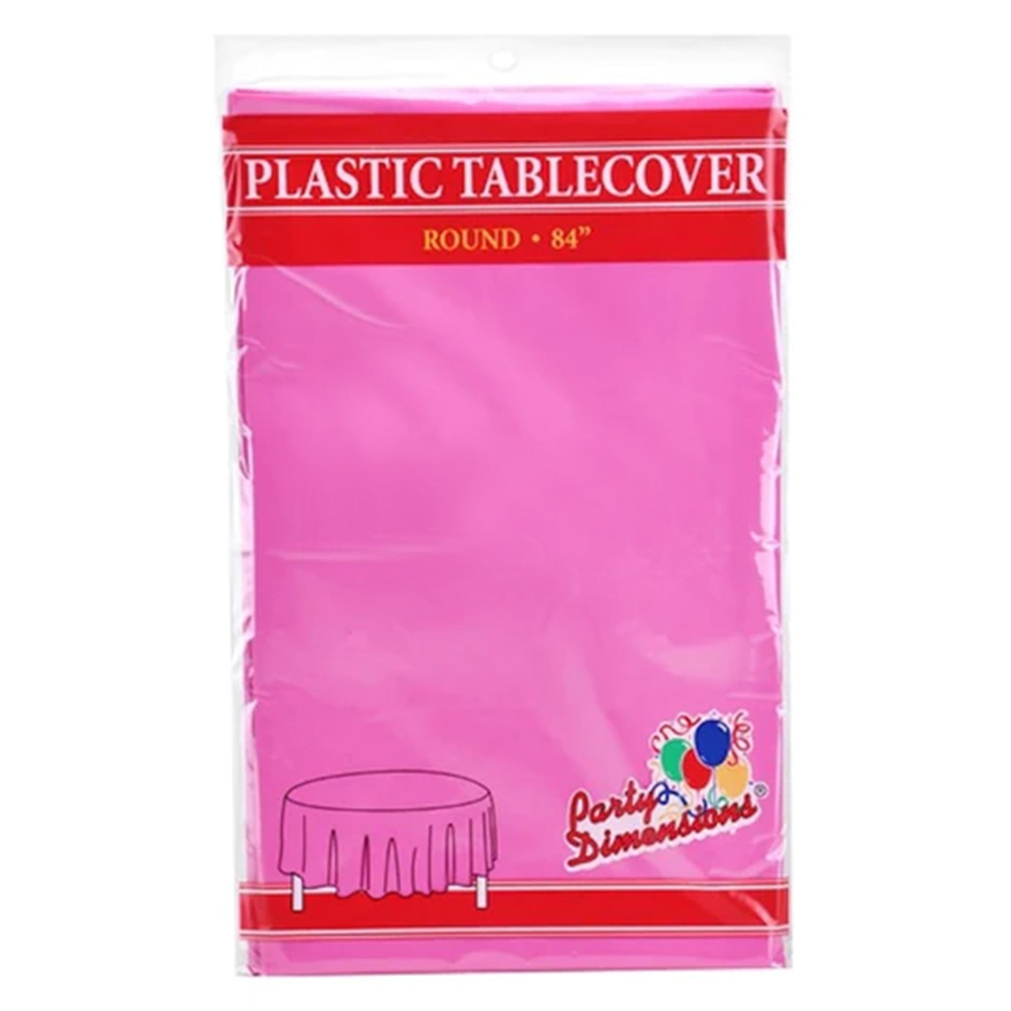 84'' Hot Pink Round TableCloth Plastic Disposable