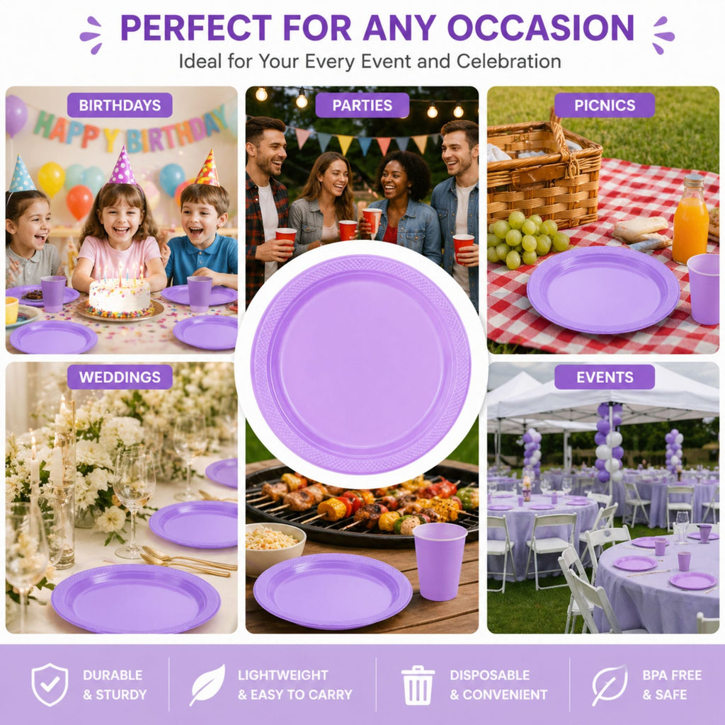 7" Plastic Hydrangea Plastic Plate Disposable