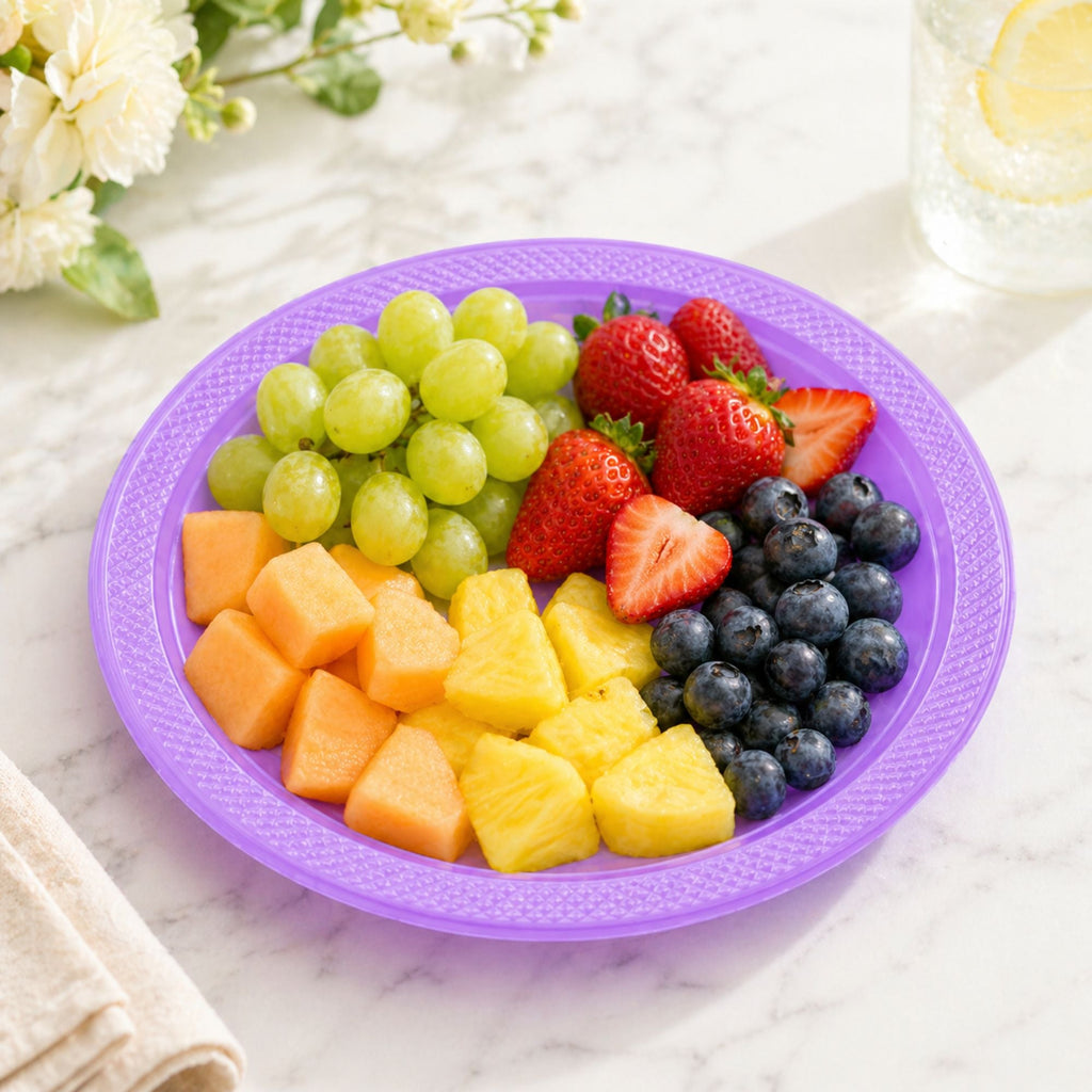 7" Plastic Hydrangea Plastic Plate Disposable