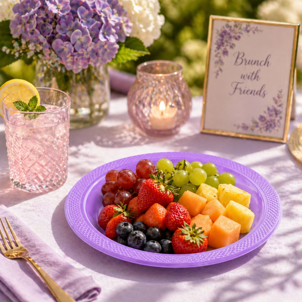 9" Plastic Hydrangea Plastic Plate Disposable