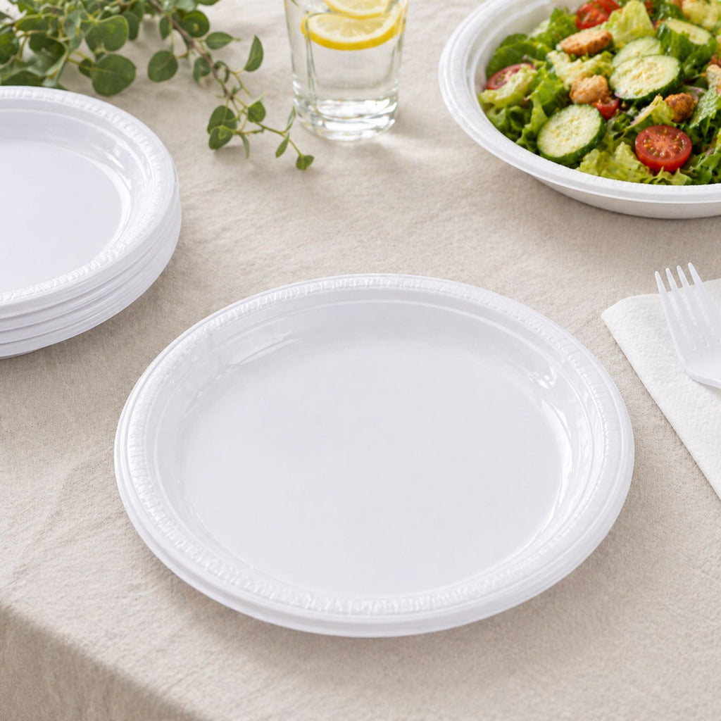 7" White Plates Plastic Disposable