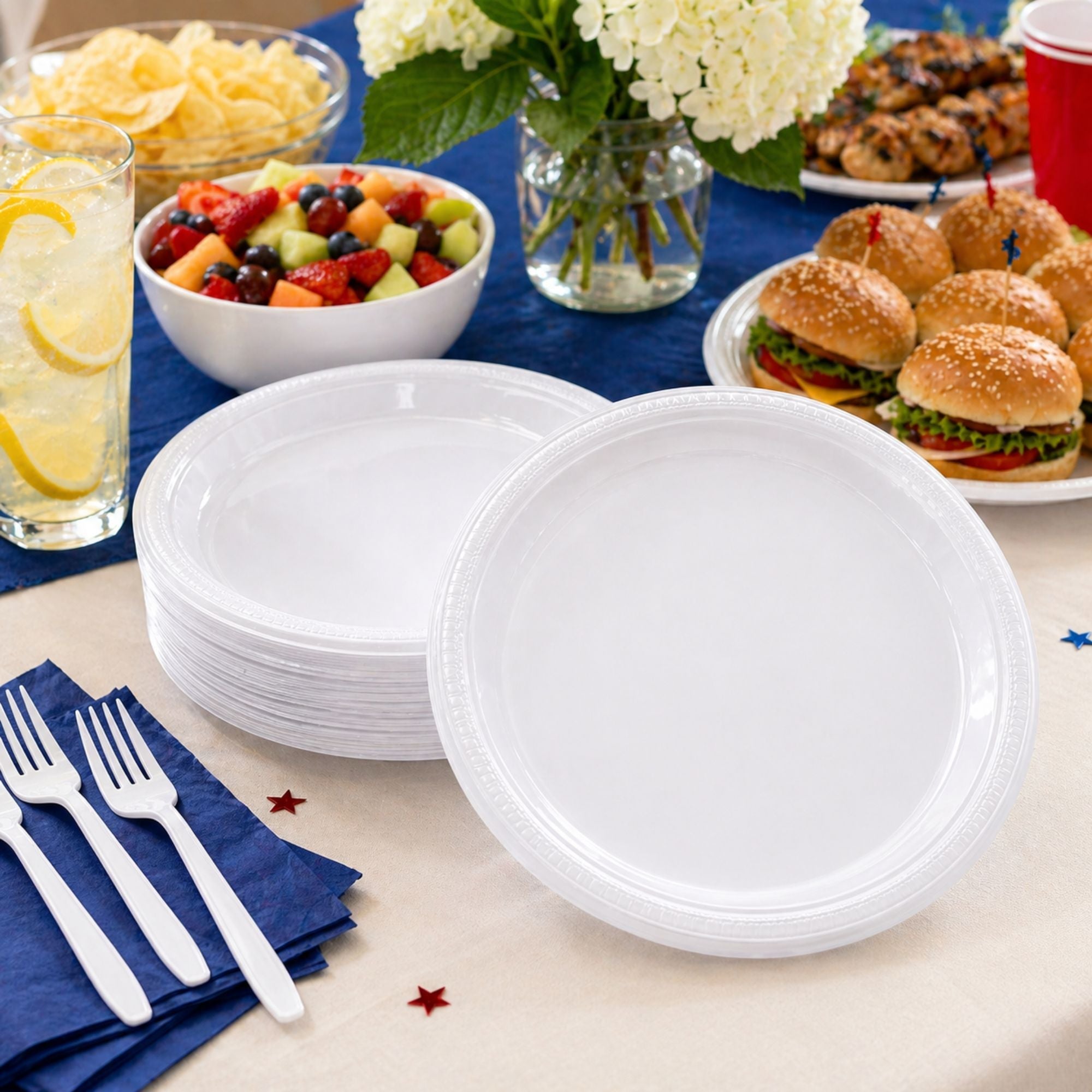 9" White Plastic Plates Disposable