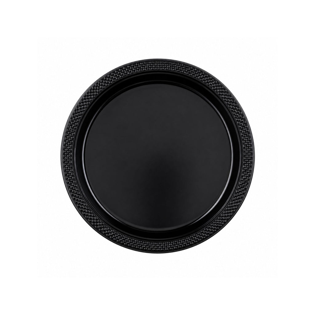 7" Plastic Black Plastic Plate Disposable