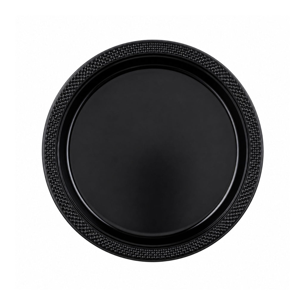9" Plastic Black Plate Disposable Plastic