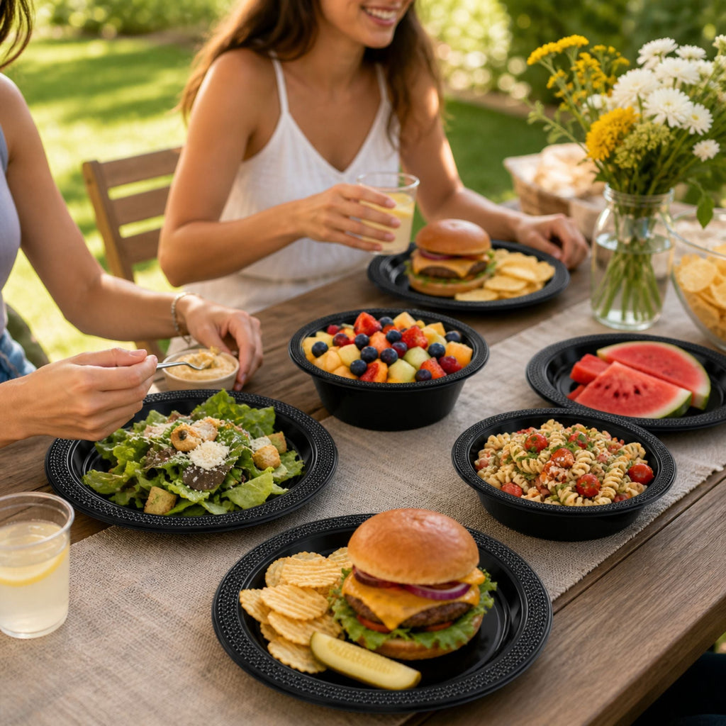 *BUY BULK* 9" Black Plastic Plate Disposable
