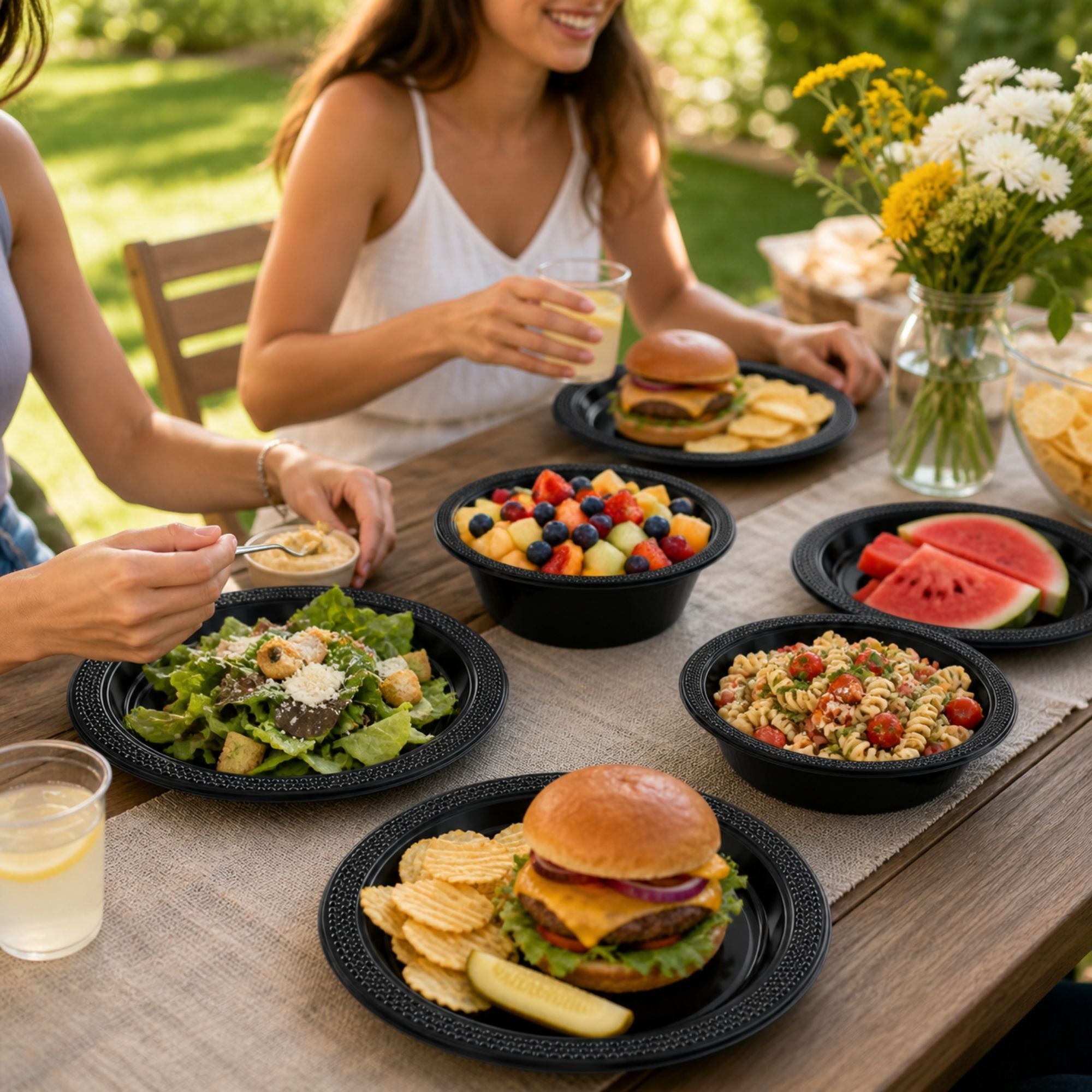 *BUY BULK* 9" Black Plastic Plate Disposable