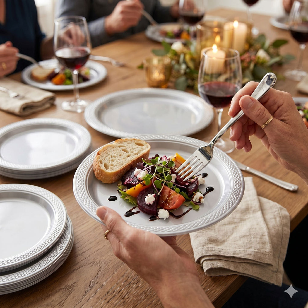 *BUY BULK* 7" Plates Silver Disposable  Plastic