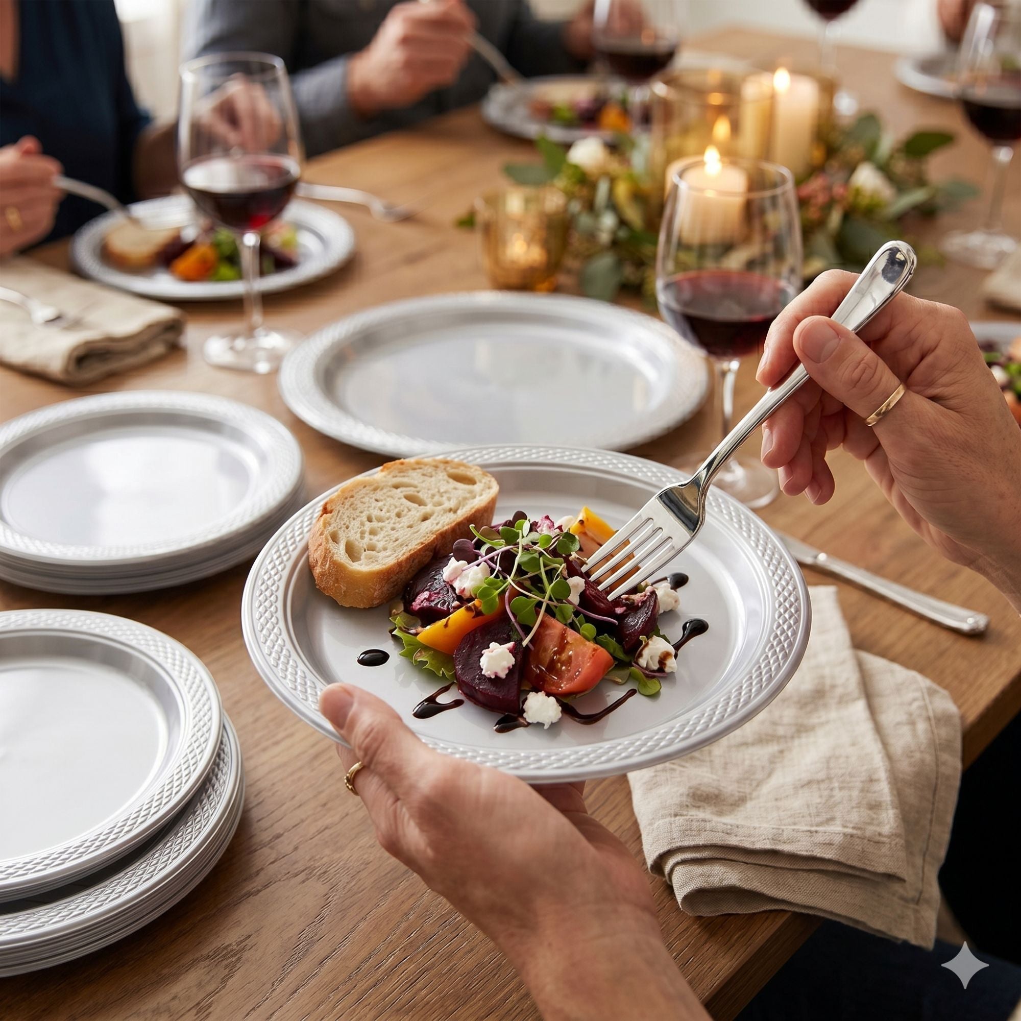 *BUY BULK* 7" Plates Silver Disposable  Plastic