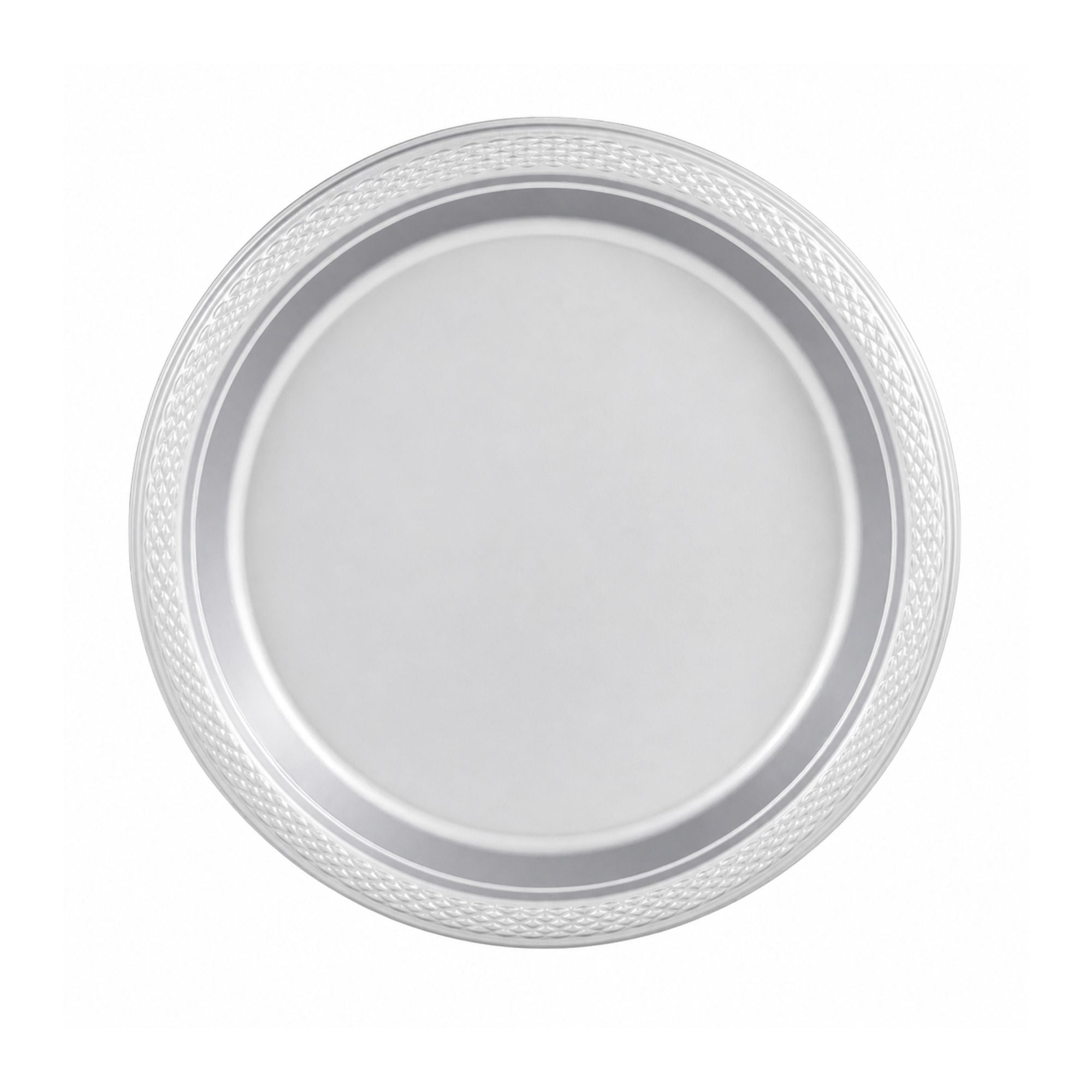 9" Silver Plastic Plate Disposable  Durable