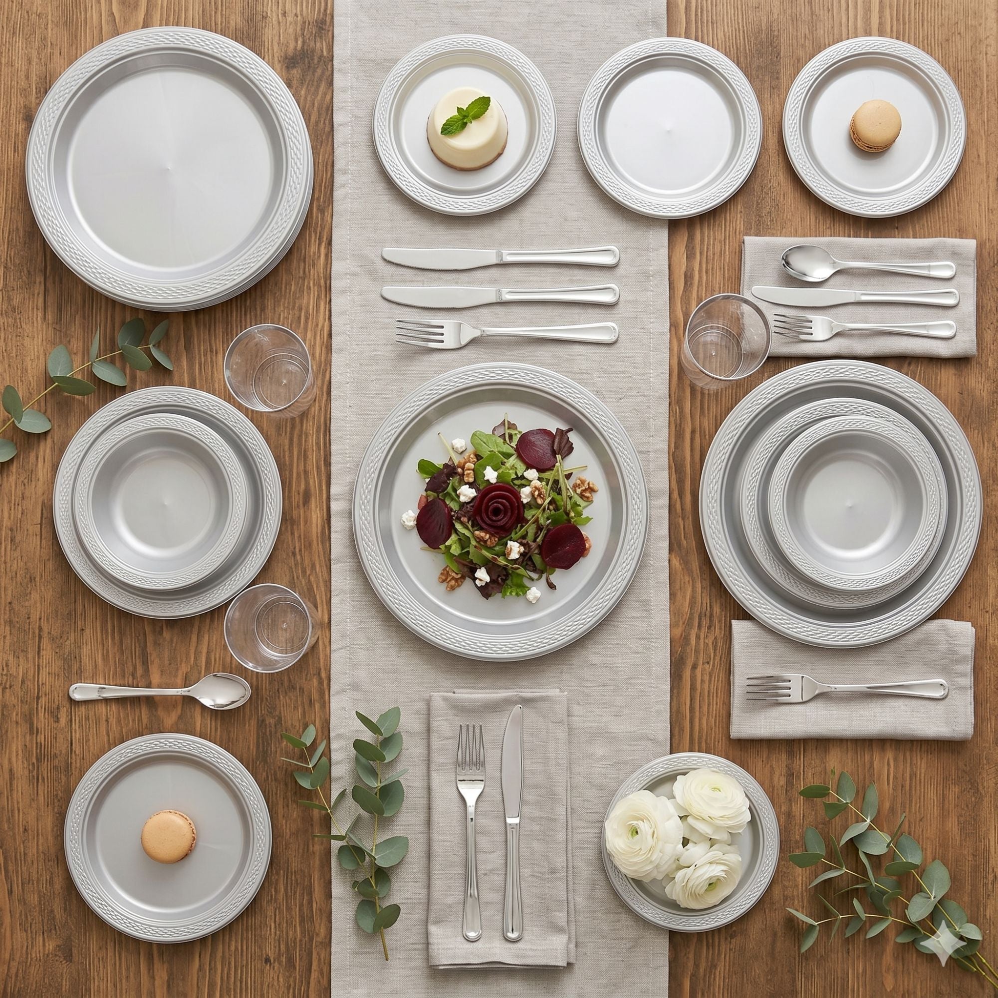 *BUY BULK* 9" Silver Plate Disposable Plastic