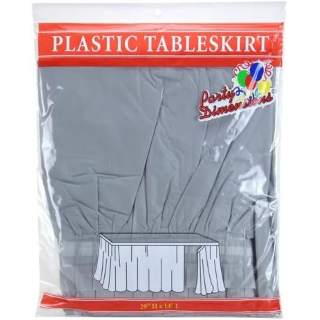 29''X14'' Silver Plastic Tableskirt 1 Pack