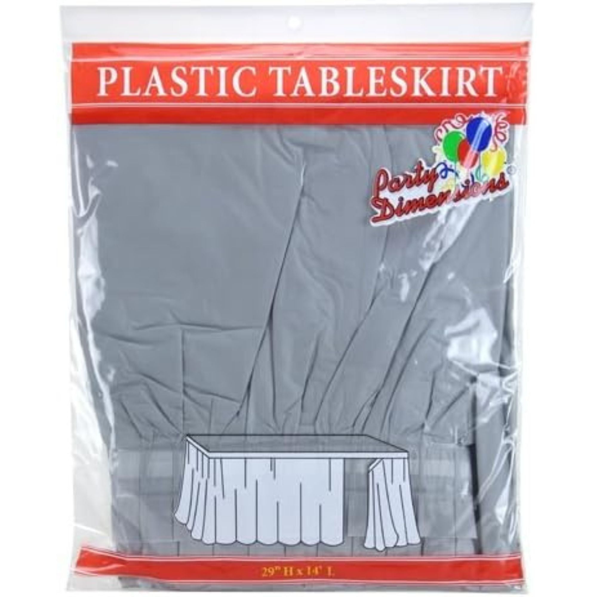 29''X14'' Silver Plastic Tableskirt 1 Pack