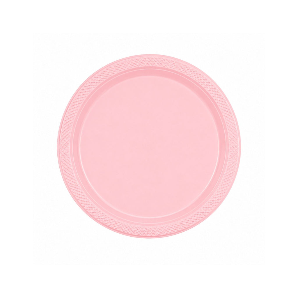 7" Pink Plastic Plate Disposable Durable