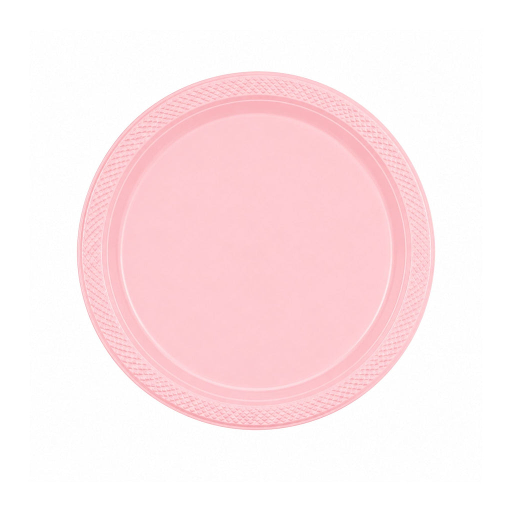 9" Pink Plastic Plate Disposable Durable