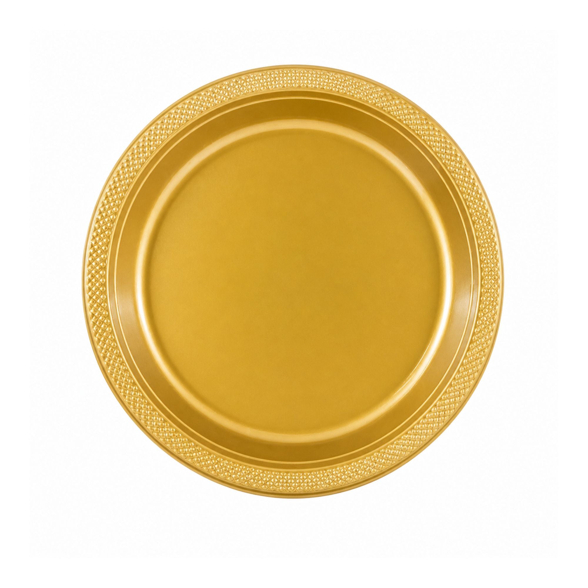 9" Gold Plastic Plate Disposable Durable