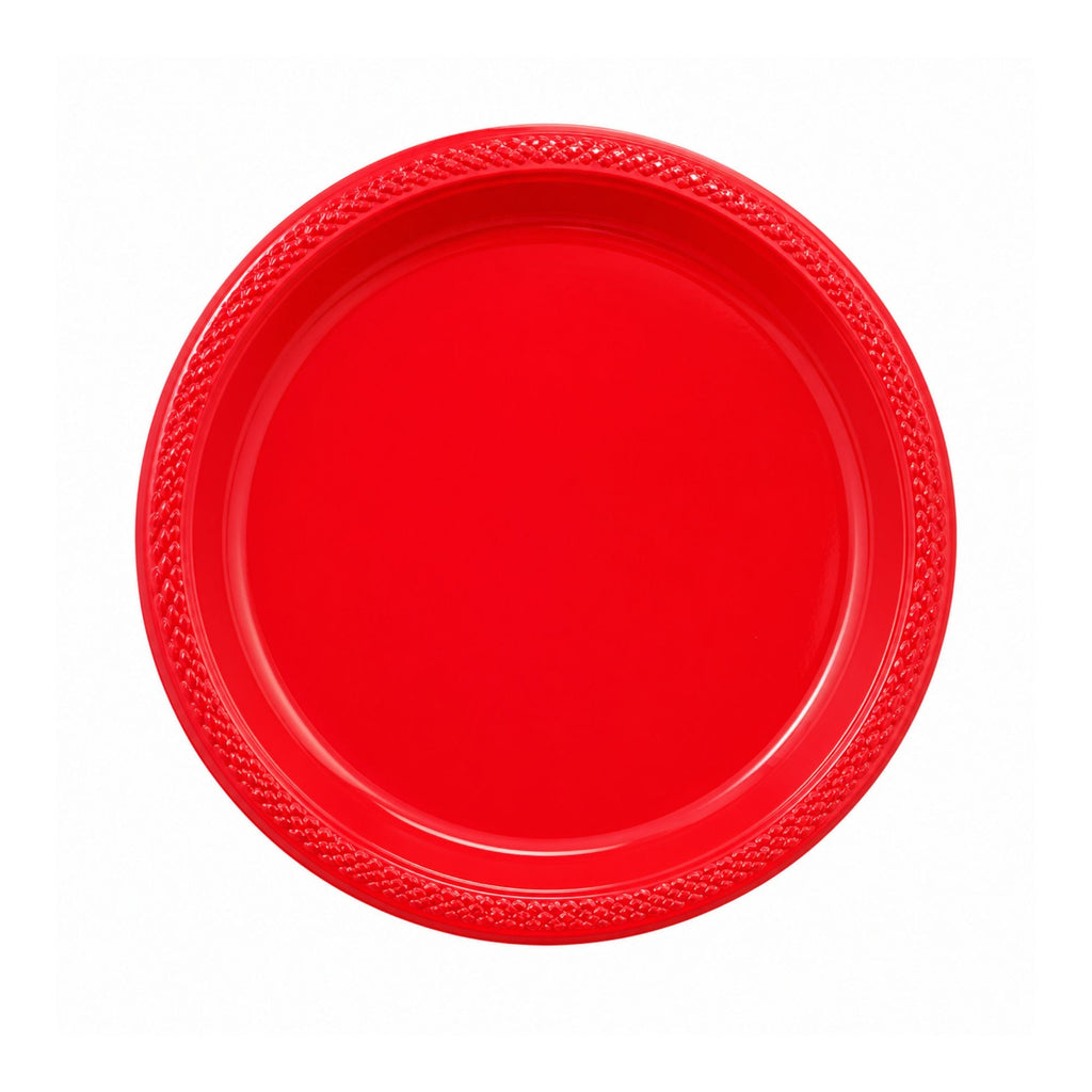 9" Plastic Red Plate  Disposable