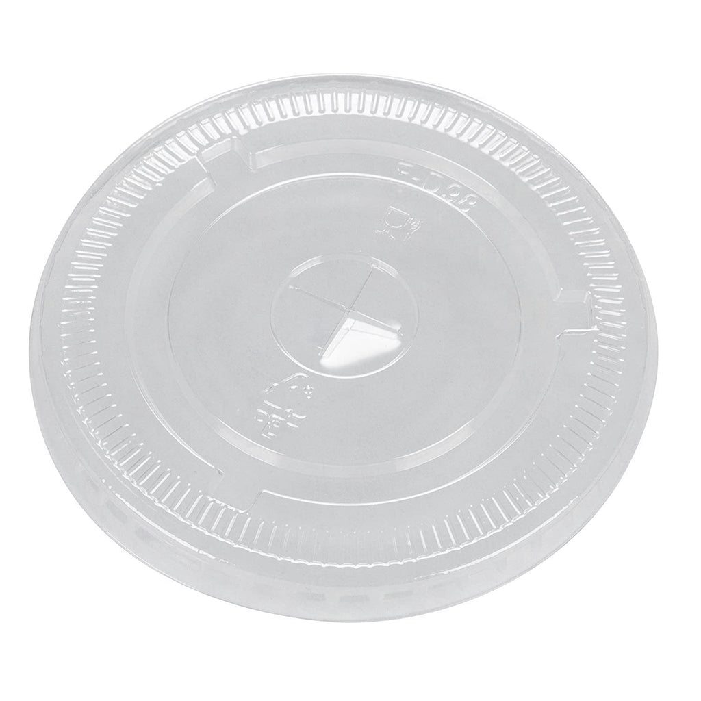 Clear PET Flat Lids with Straw Slot for 12, 16, & 24 oz for PET Cups Plastic