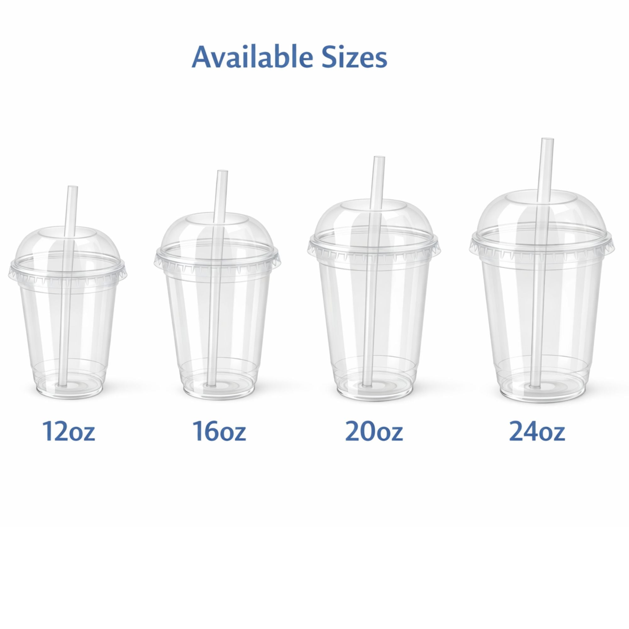 16oz Clear PET Cups with 2" Wide Hole Dome Lid & Straw Plastic Disposable