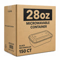 *WHOLESALE* 28oz Black Plastic Rectangular Containers with clear lids 150/Case