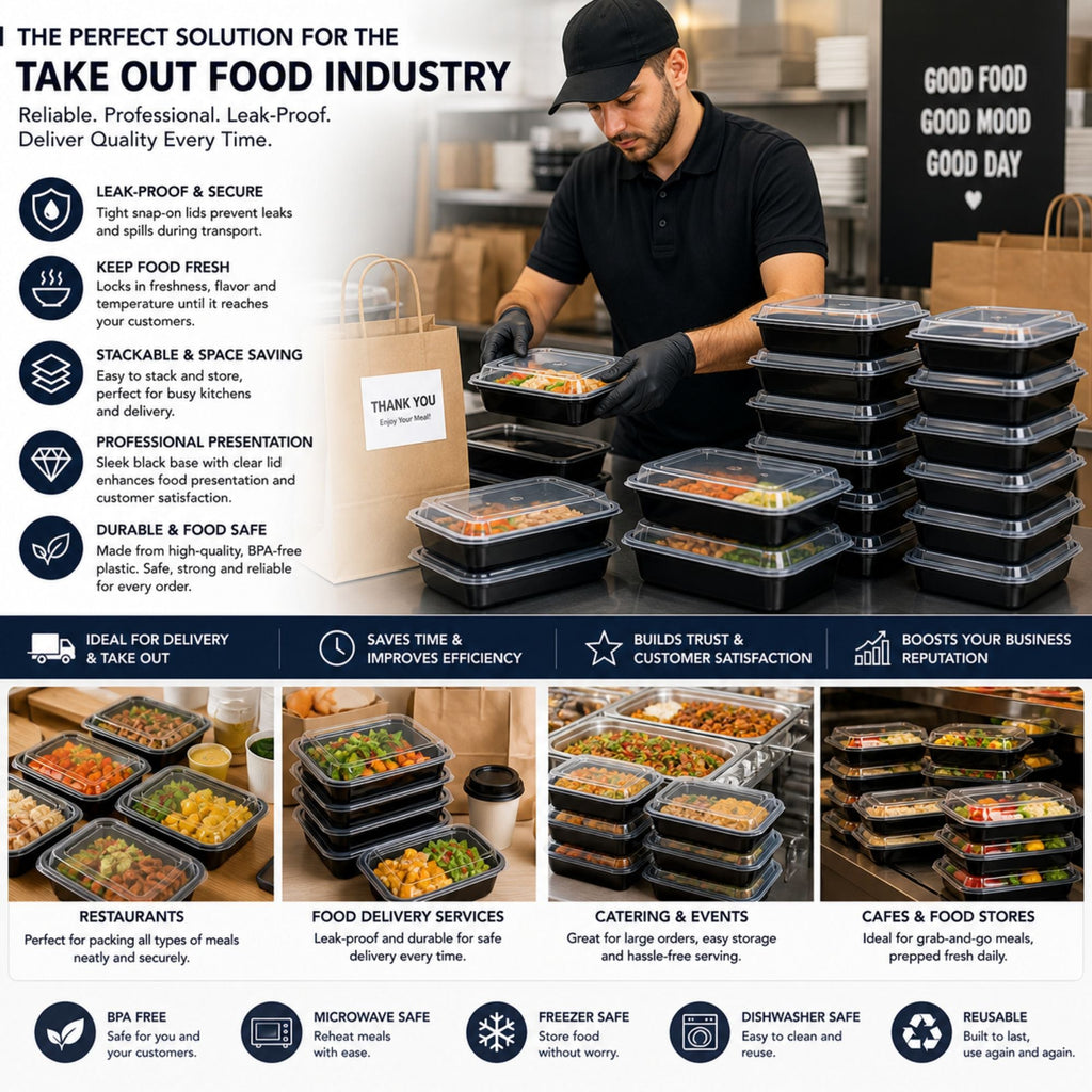 *BUY BULK* 28oz Rectangular Meal Prep Containers with Lids – BPA Free Plastic