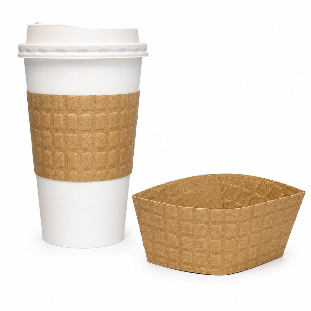 Coffee Cup Sleeve fits 10–20 oz Natural Kraft Embossed Heat-Resistant, Recyclable
