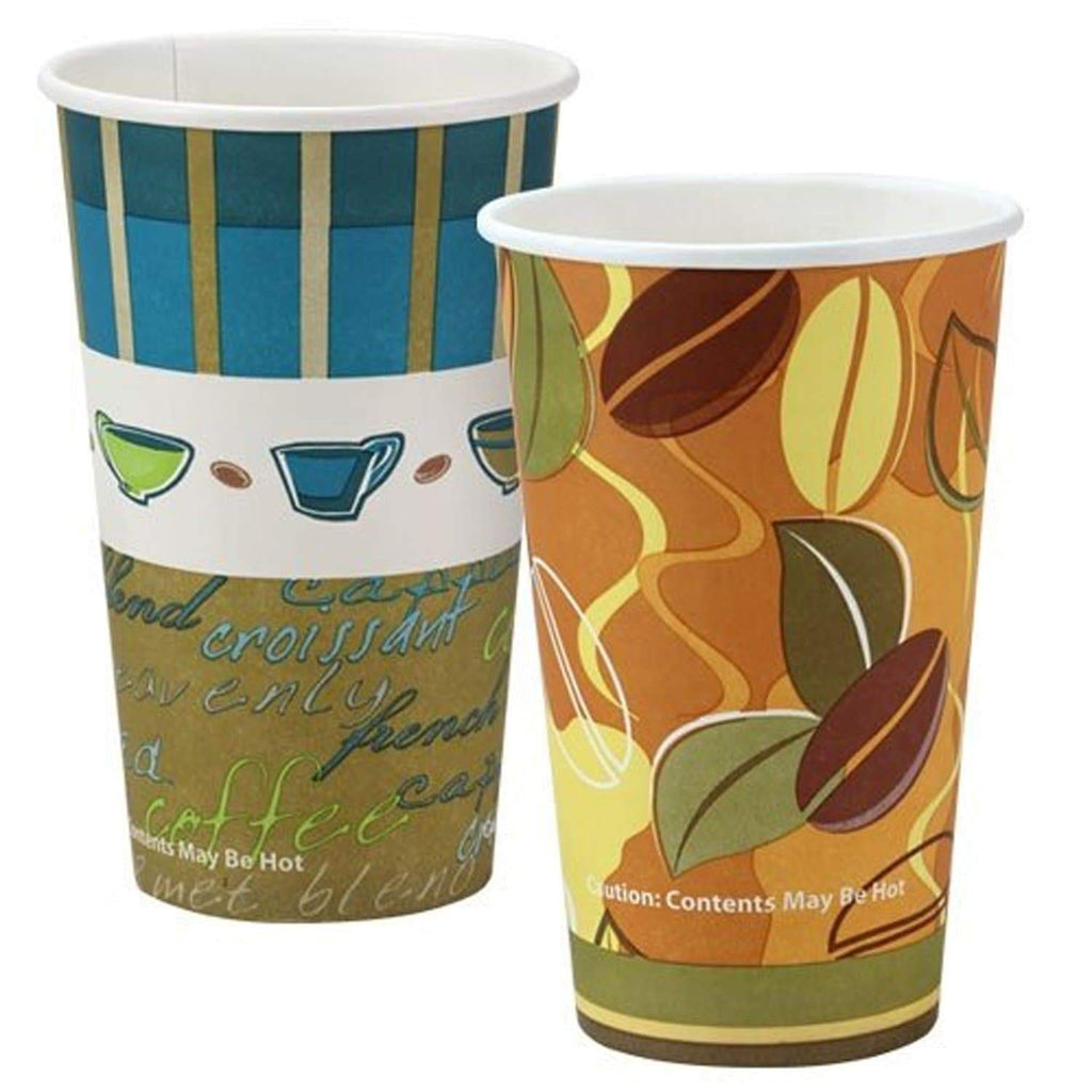 16oz Paper Cup Hot Coffee Bean Pattern Hot Cold