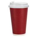 16oz Paper Cup Maroon Hot Cold with lid