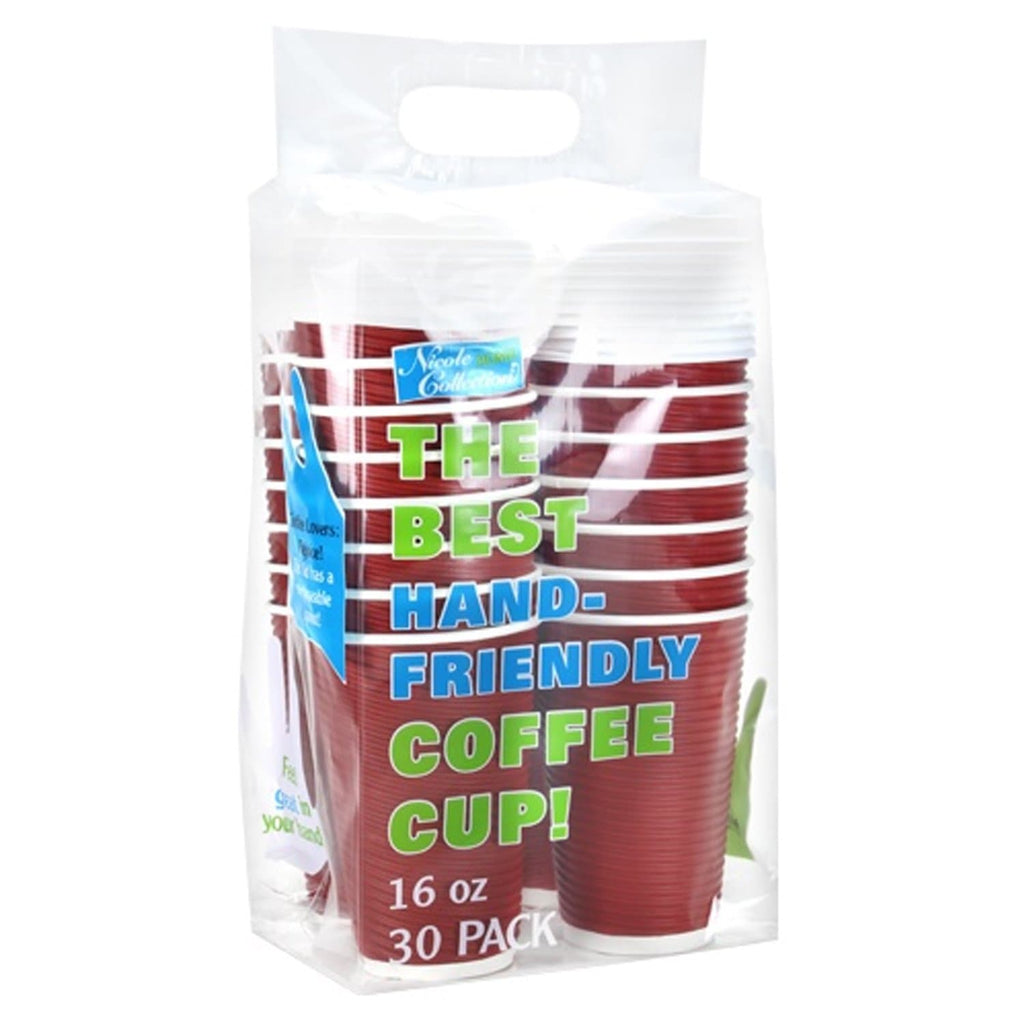 16oz Paper Cup Maroon Hot Cold with lid