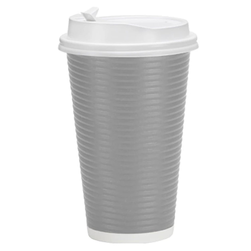 16oz Paper Cup Ripple Hot Cold Silver with lid