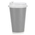 16oz Paper Cup Ripple Hot Cold Silver with lid