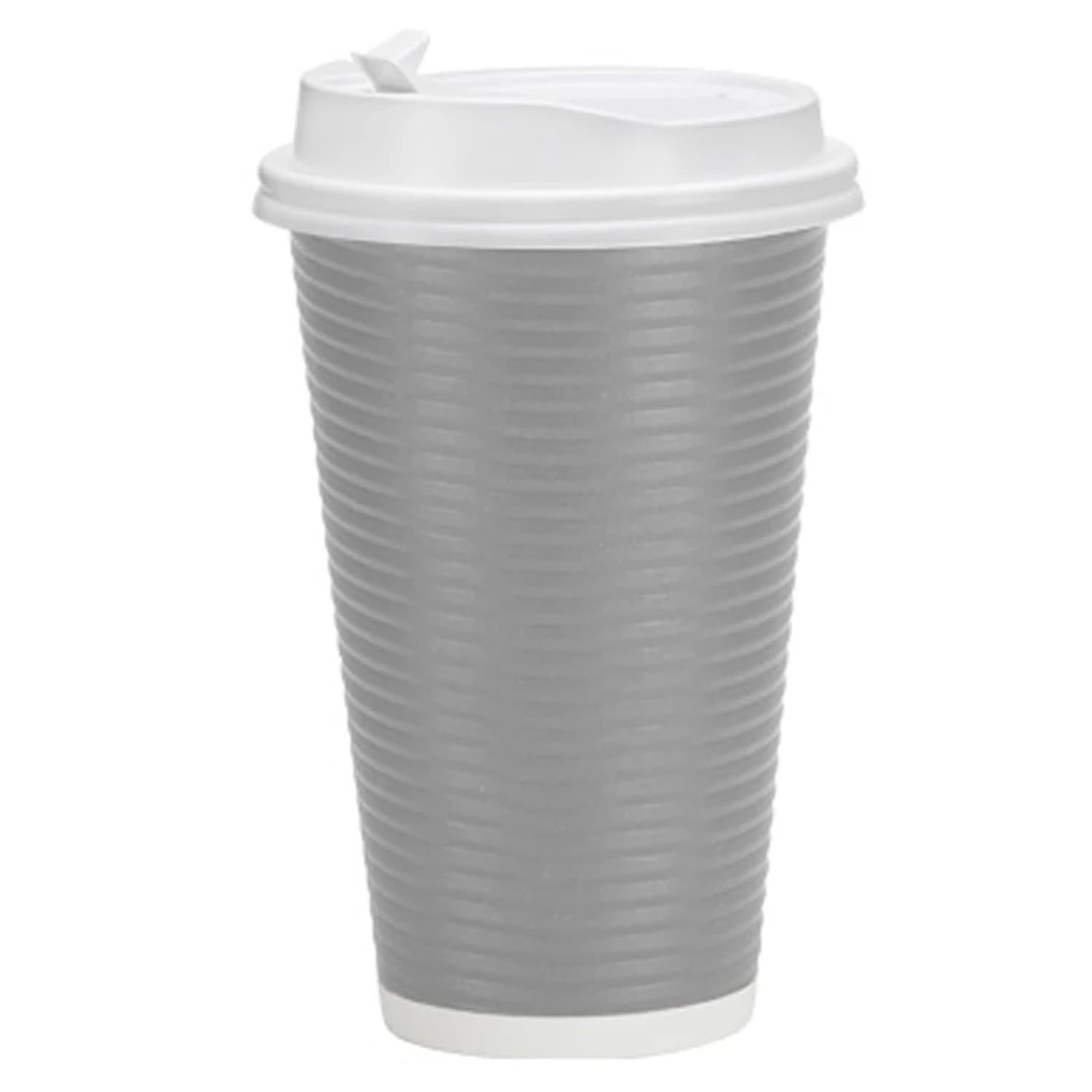 16oz Paper Cup Ripple Hot Cold Silver with lid